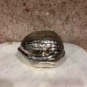 Vintage Walnut‑Shaped Silver‑Plated Nut / Candy Dish — Japan, c.1970s